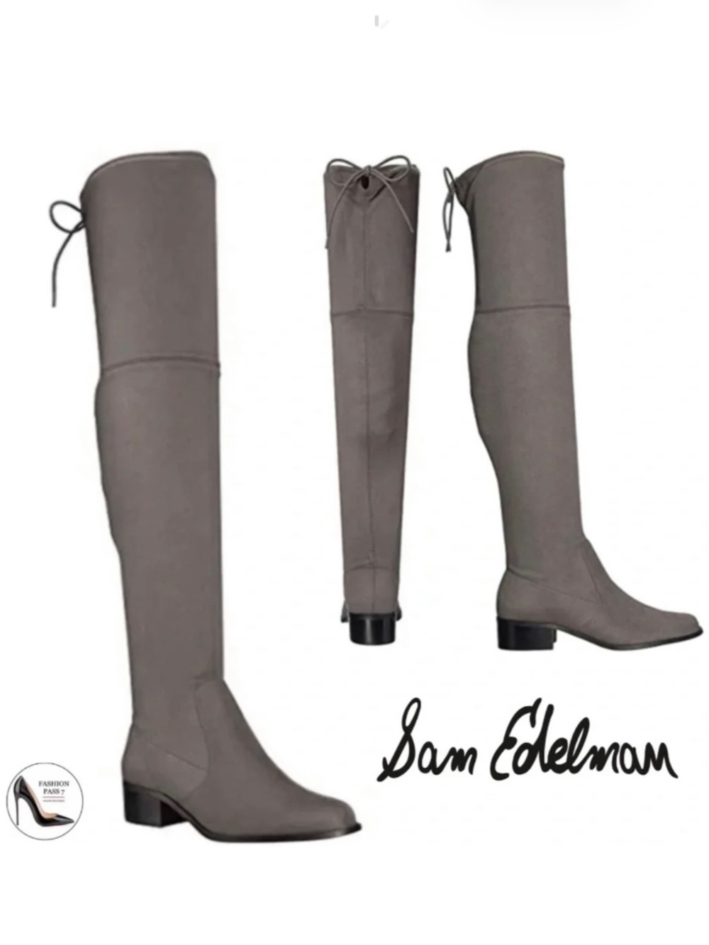 Circus by Sam Edelman Peyton Over the Knee Boots Block Heel Gray High Boots 7.5